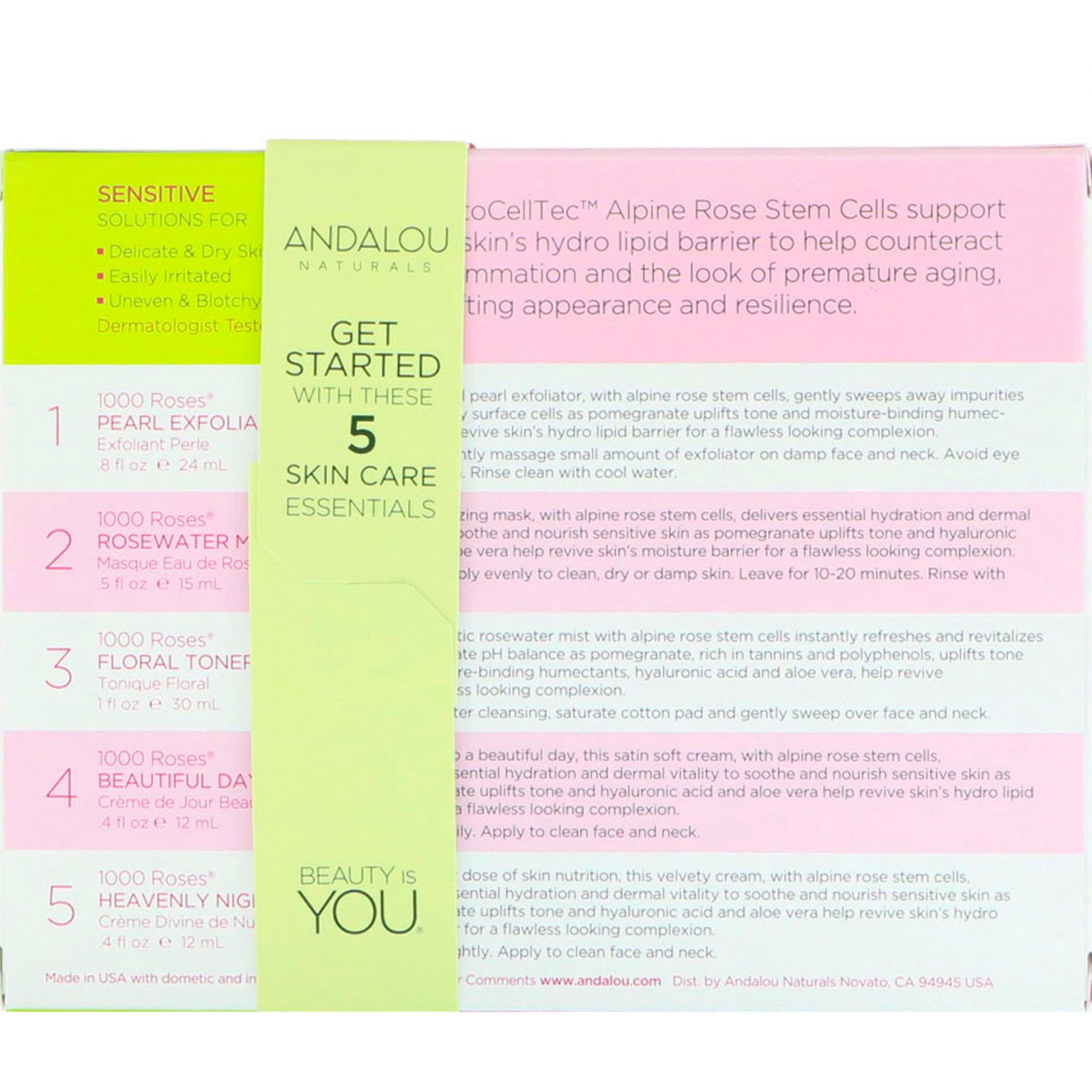 Comprar Andalou Naturals, 1000 Roses, Kit Inicial, Sensível, Kit com 5 Peças - Imagem 3