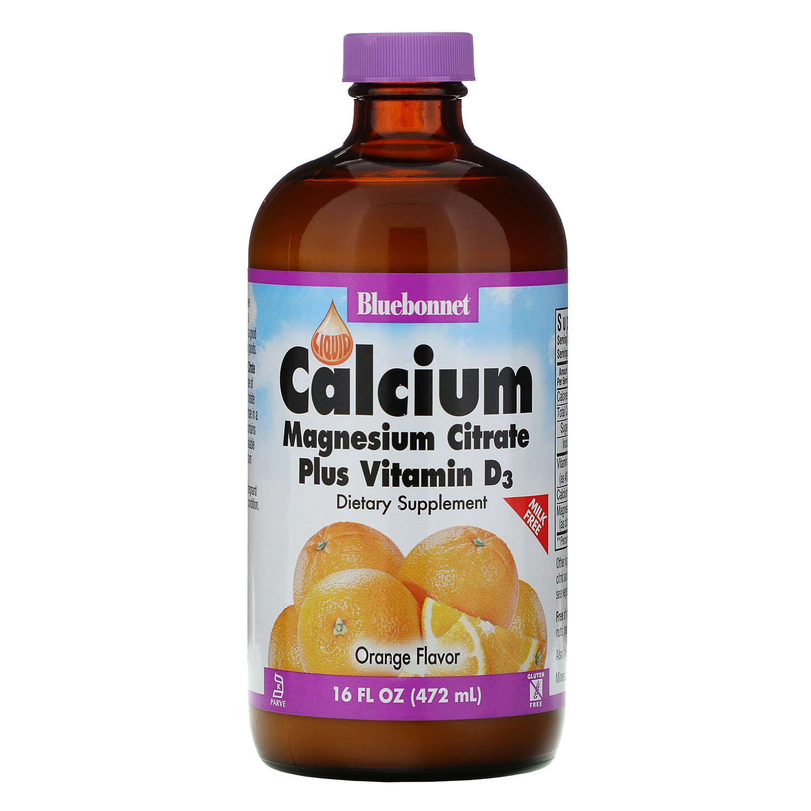 Comprar Bluebonnet Nutrition, Citrato de Cálcio e Magnésio Líquido com Vitamina D3, Sabor Natural de Laranja, 472 ml (16 fl oz)