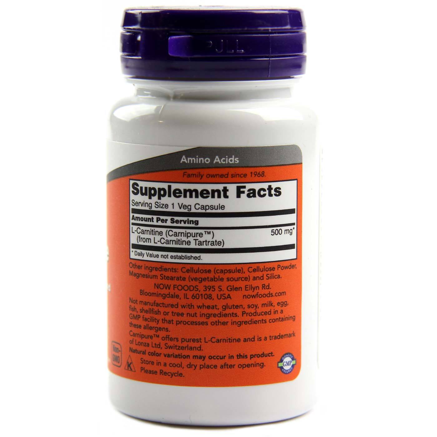 Comprar Now Foods, L-Carnitina 500 mg - 30 Cápsulas Vegatarianas - Imagem 2