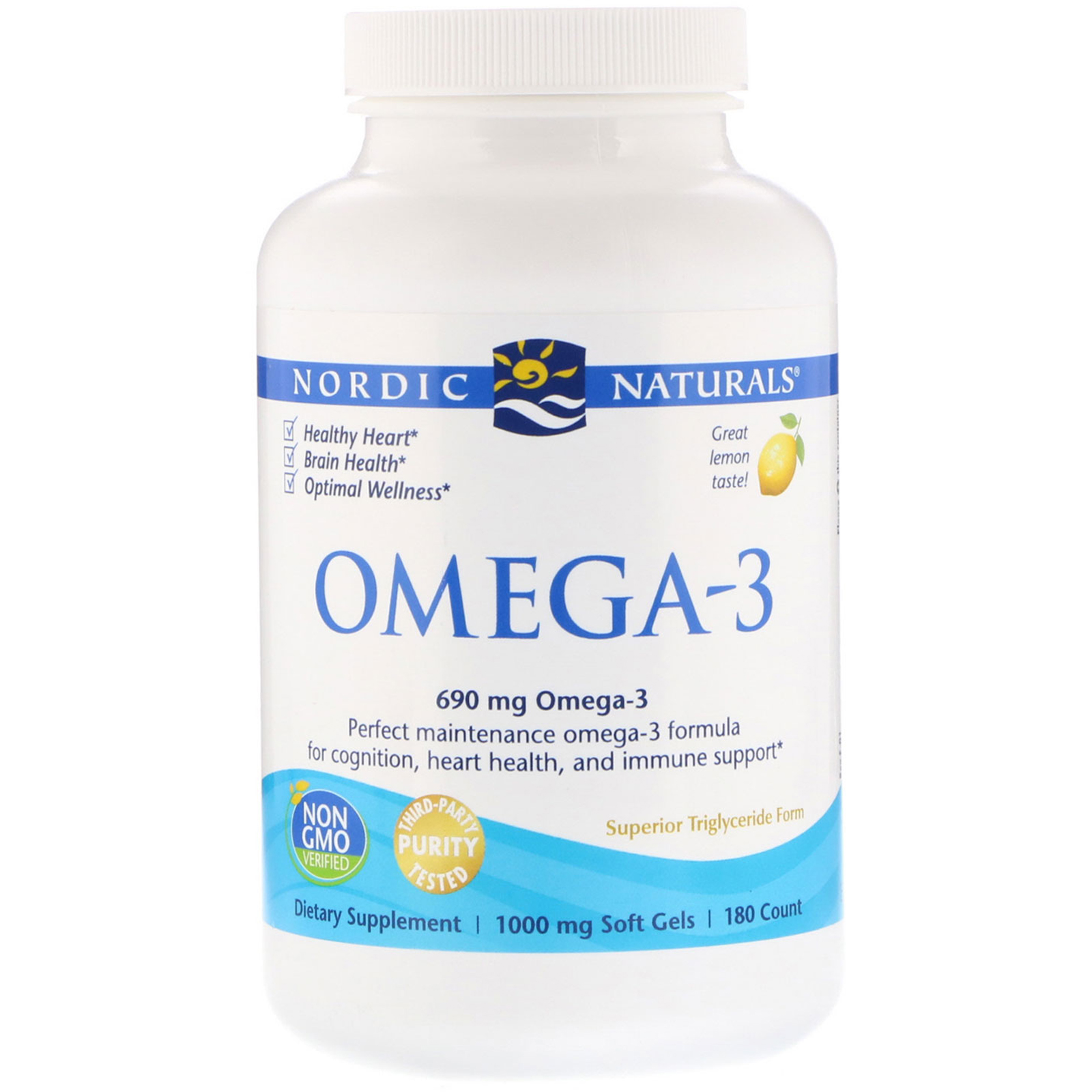 Comprar Nordic Naturals, Ômega-3, Limão, 690 mg, 180 Softgels - Imagem 3