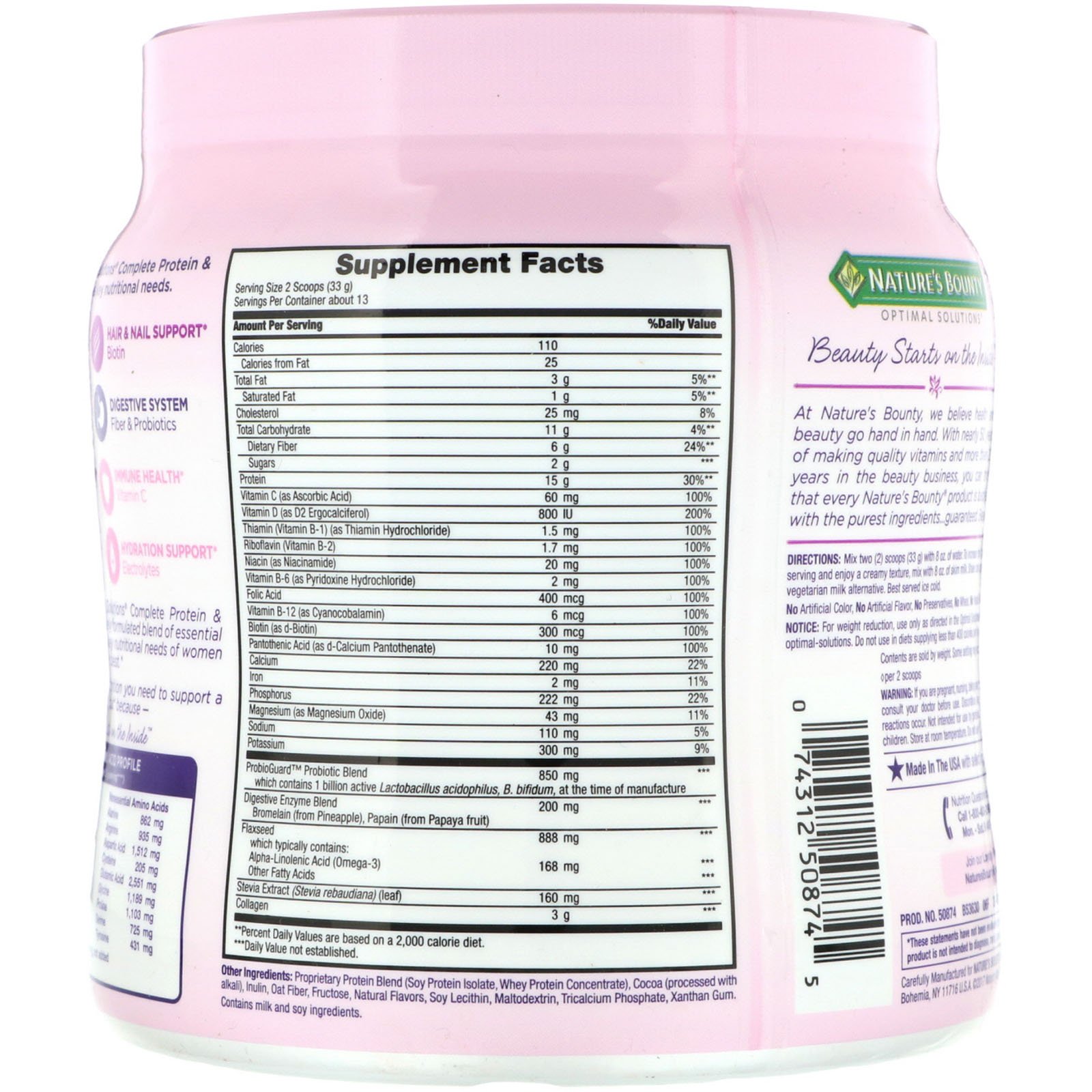 Comprar Nature's Bounty, Optimal Solutions, Mix Completo para Shake, Proteína e Vitaminas, Chocolate, 16 oz (453g) - Imagem 2
