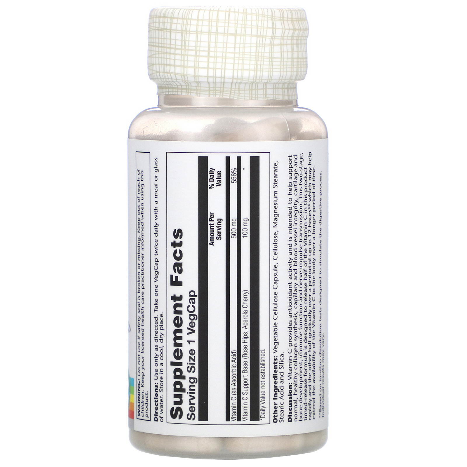 Comprar Solaray, Vitamin C, Time Release, 500 mg, 100 VegCaps - Imagem 2