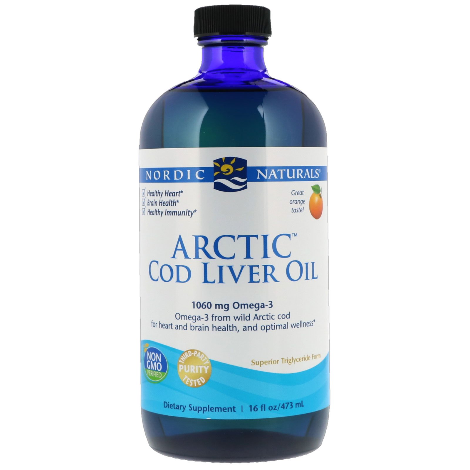 Comprar Nordic Naturals, Óleo de Fígado de Bacalhau do Ártico, Laranja, 437 ml (16 fl oz)