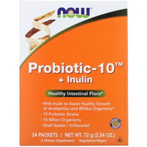 Comprar Now Foods, Probiotic-10 + Inulin, Unflavored, 24 Packets, 2.54 oz (72 g)