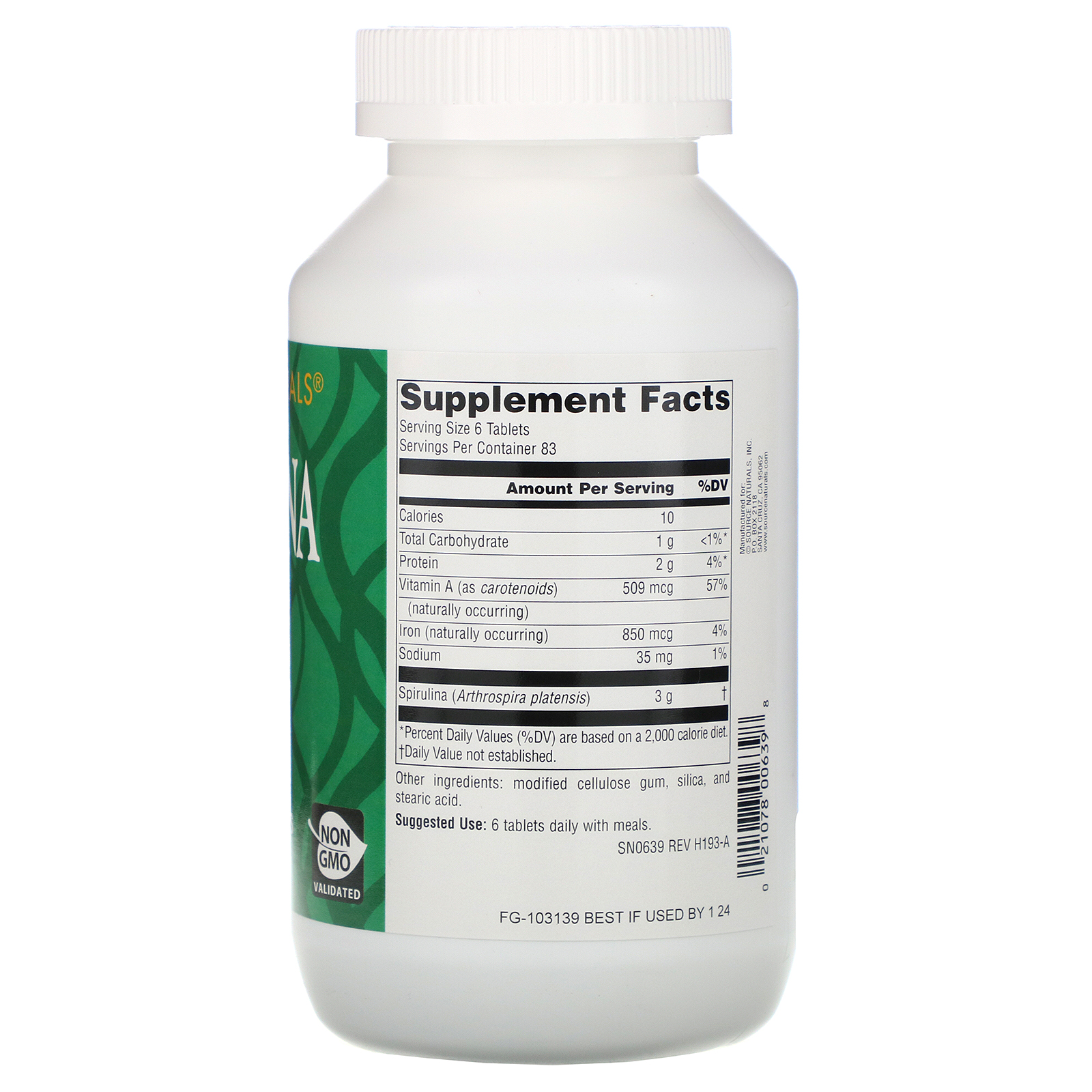 Comprar Source Naturals, Espirulina, 500 mg, 500 tabletes - Imagem 2