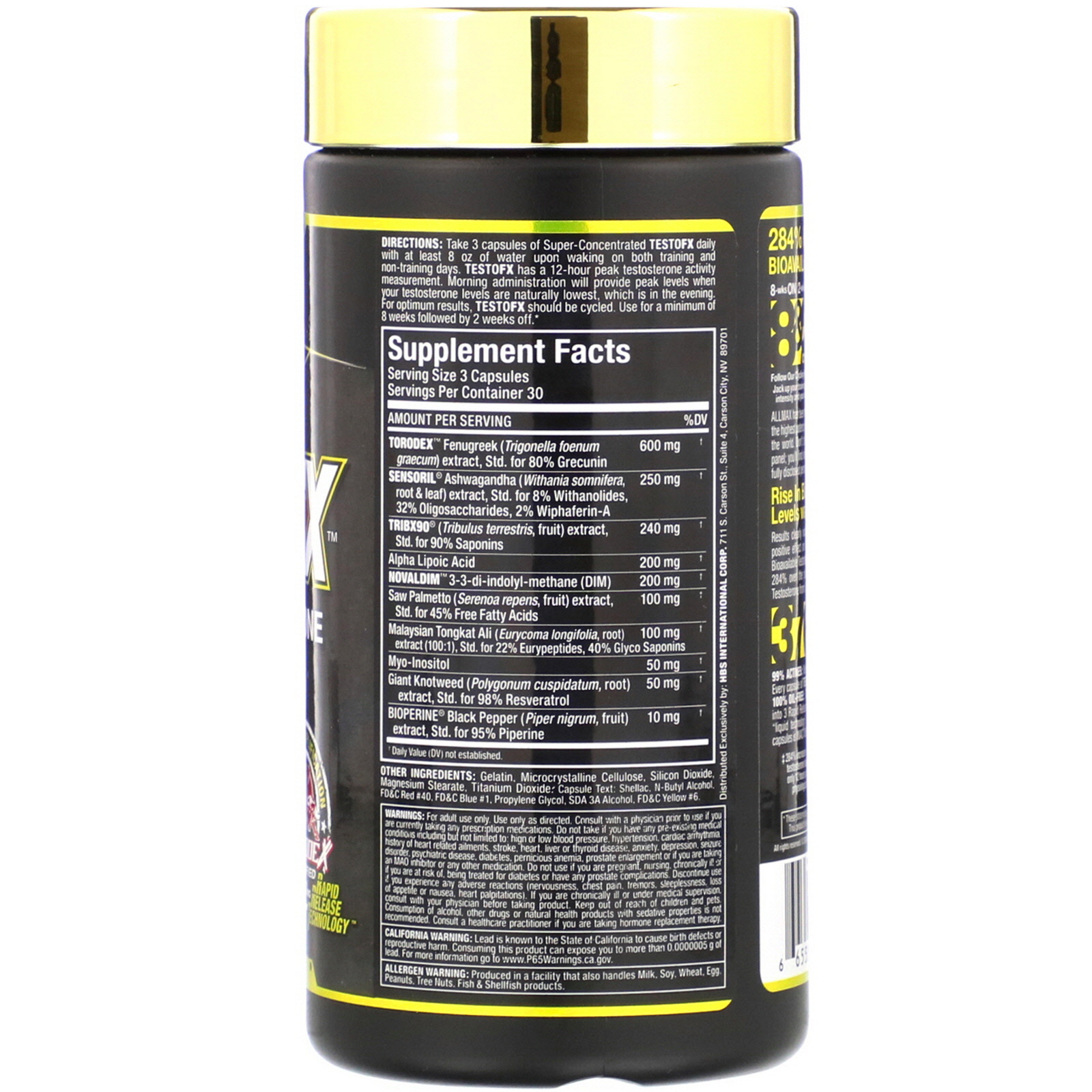 Comprar ALLMAX Nutrition, TestoFX, 90 Cápsulas - Imagem 2