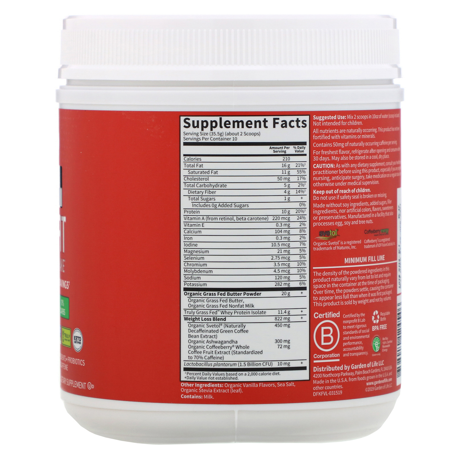 Comprar Garden of Life, Shake de Emagrecimento Keto Fit Dr. Formulated, Baunilha, 355 g (12,52 oz) - Imagem 2