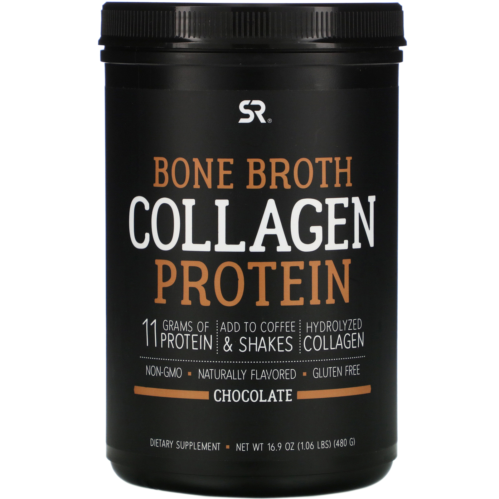Comprar Sports Research, Bone Broth Collagen Protein, Chocolate, 1.06 lb (480 g)
