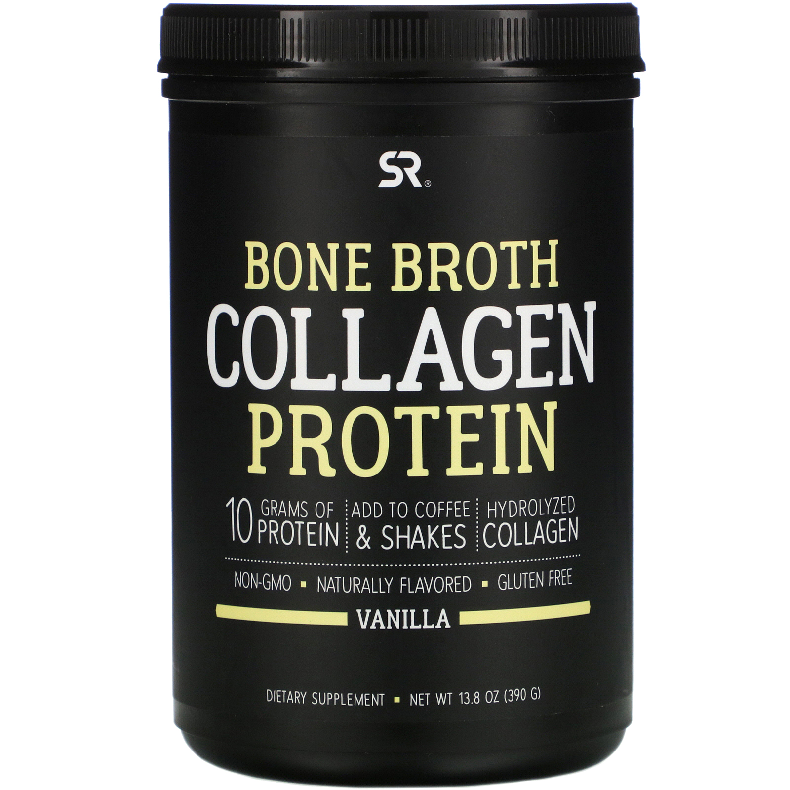 Comprar Sports Research, Bone Broth Collagen Protein, Vanilla, 13.8 oz (390 g)