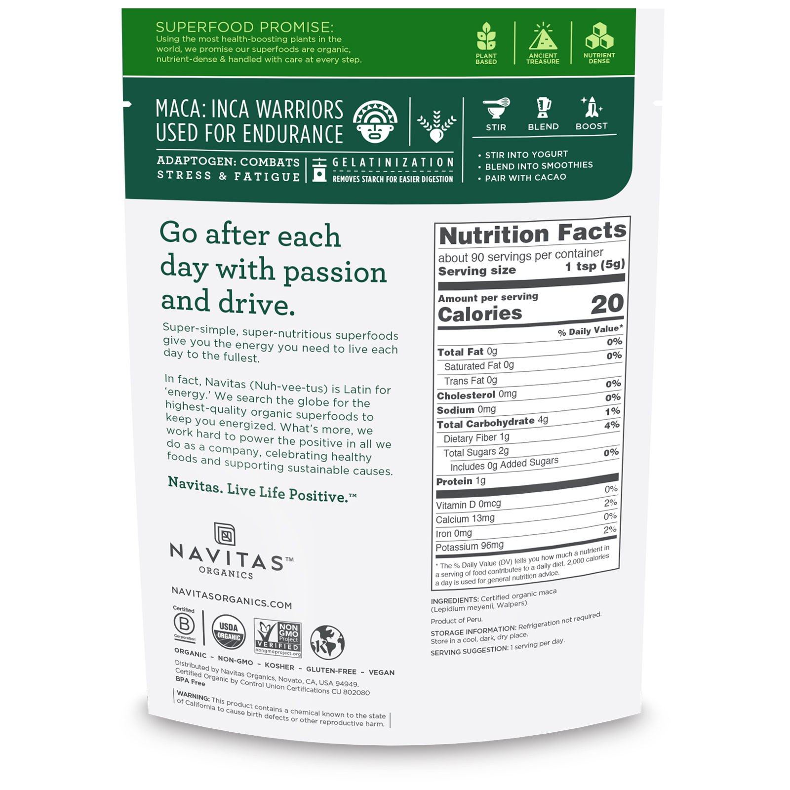 Comprar Navitas Organics, Maca Orgânica, Gelatinizada, 454 g (16 oz) - Imagem 2