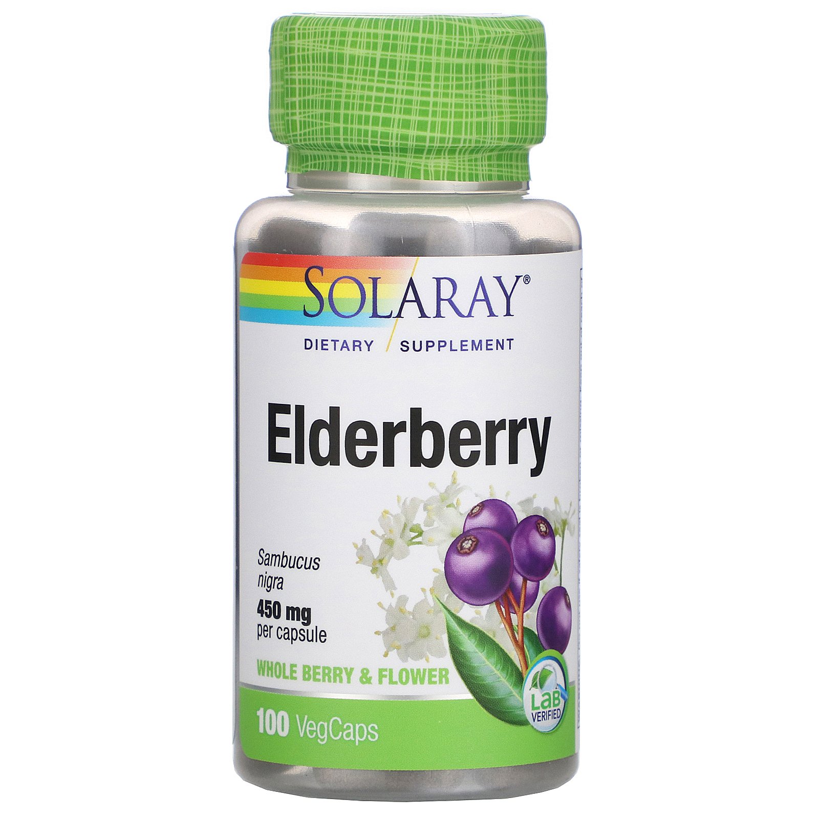 Comprar Solaray, Elderberry, 450 mg, 100 VegCaps