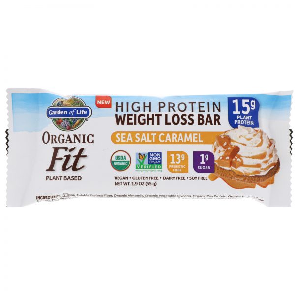 Comprar Garden of Life, Organic Fit, High Protein Weight Loss Bar, Sea Salt Caramel, 12 Bars, 1.9 oz (55 g) Each - Imagem 4