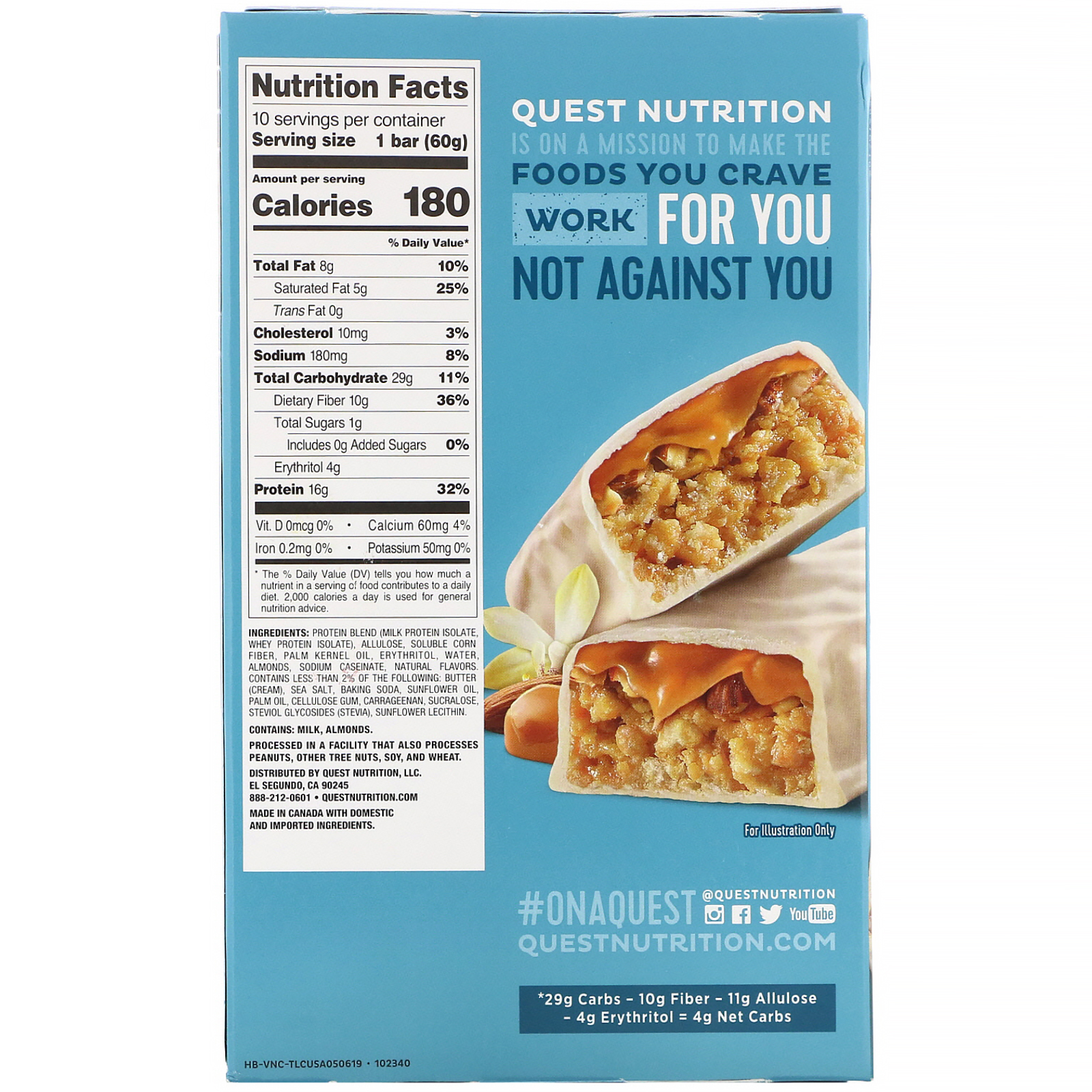 Comprar Quest Nutrition, Hero Barra de Proteínas, Caramelo e Baunilha, 10 Barras, 60 g (2,12 oz) Cada - Imagem 3