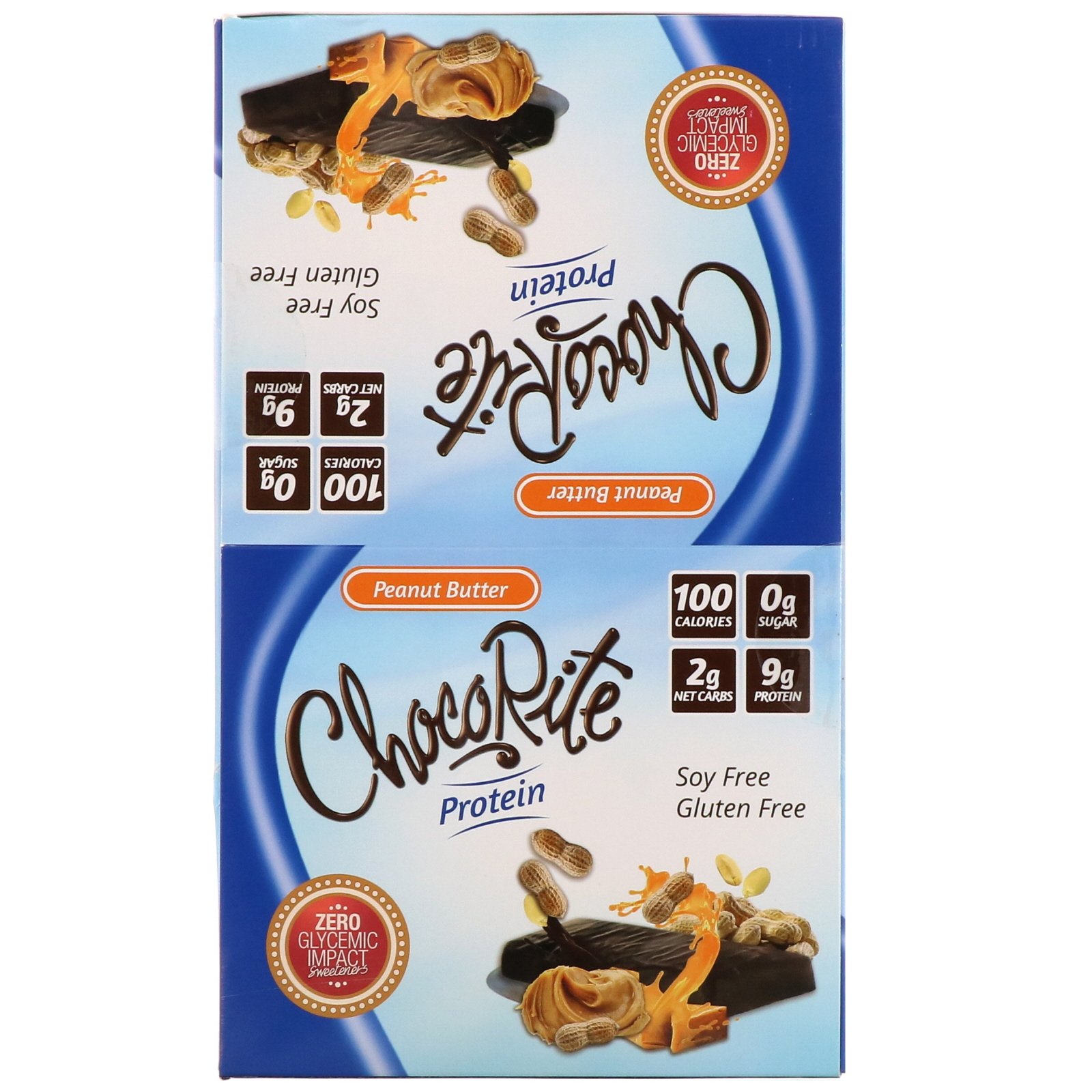 Comprar HealthSmart Foods, ChocoRite Protein Bar, Peanut Butter, 16 Bars, 1.2 oz (34 g) Each - Imagem 2
