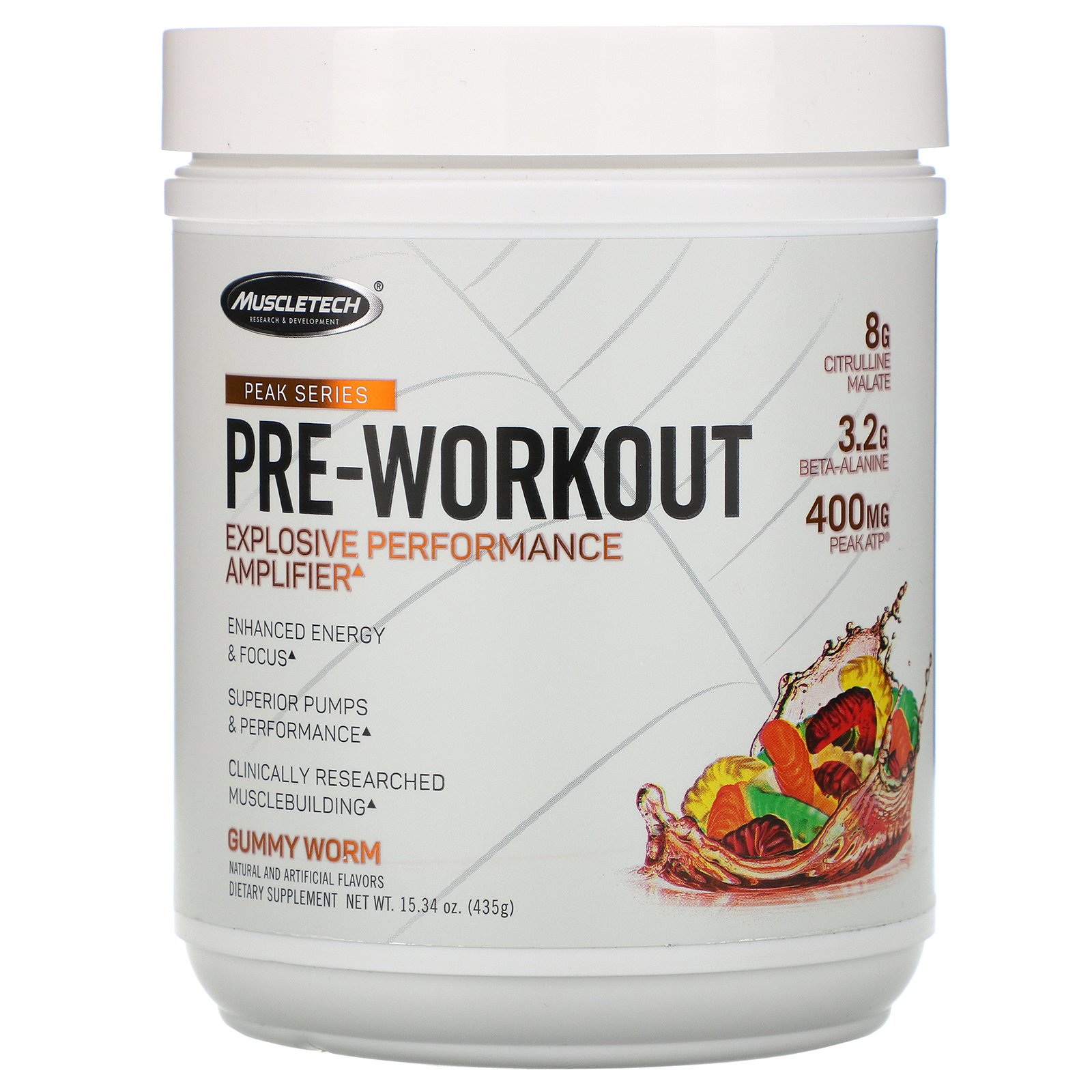 Comprar Muscletech, Peak Series, Pré-Treino, Goma em Formato de Minhoca, 435 g (15,34 oz)