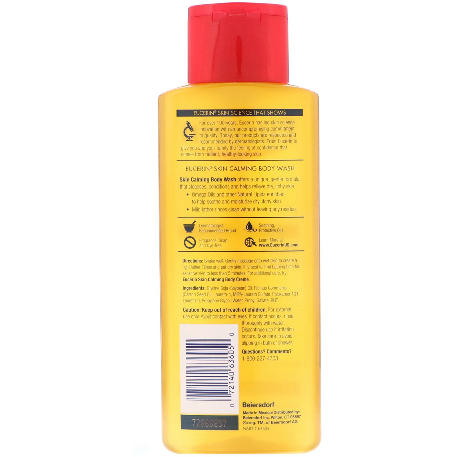 Comprar Eucerin, Sabonete Líquido Corporal Calmante para Pele Seca e com Coceira, Sem Fragrância, 250 ml (8,4 fl oz) - Imagem 2