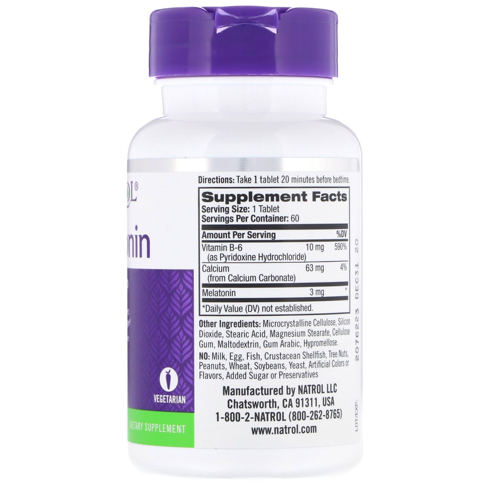 Comprar Natrol, Melatonina, 3 mg, 60 Comprimidos - Imagem 2