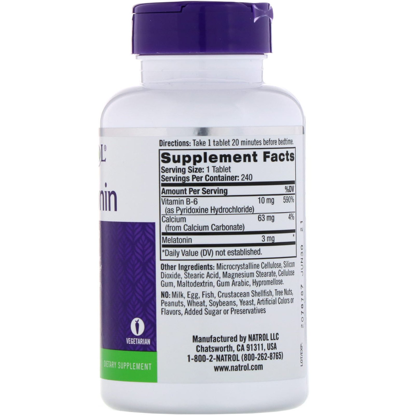 Comprar Natrol, Melatonina, 3 mg, 240 Comprimidos - Imagem 2