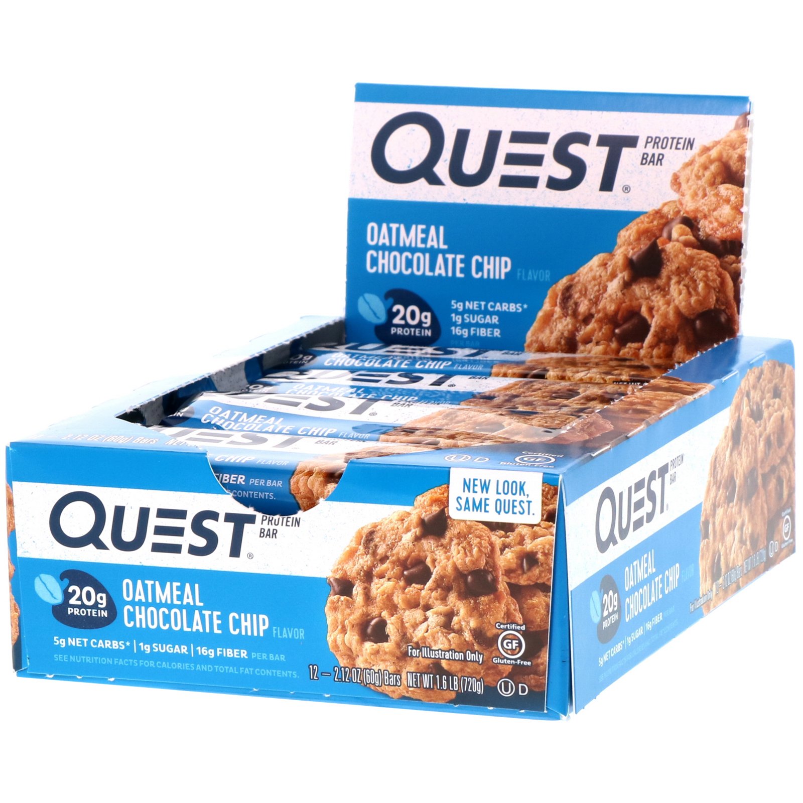 Comprar Quest Nutrition, Barra de Proteínas, Pedaços de Chocolate e Aveia, 12 Barras, 60 g (2,12 oz) Cada