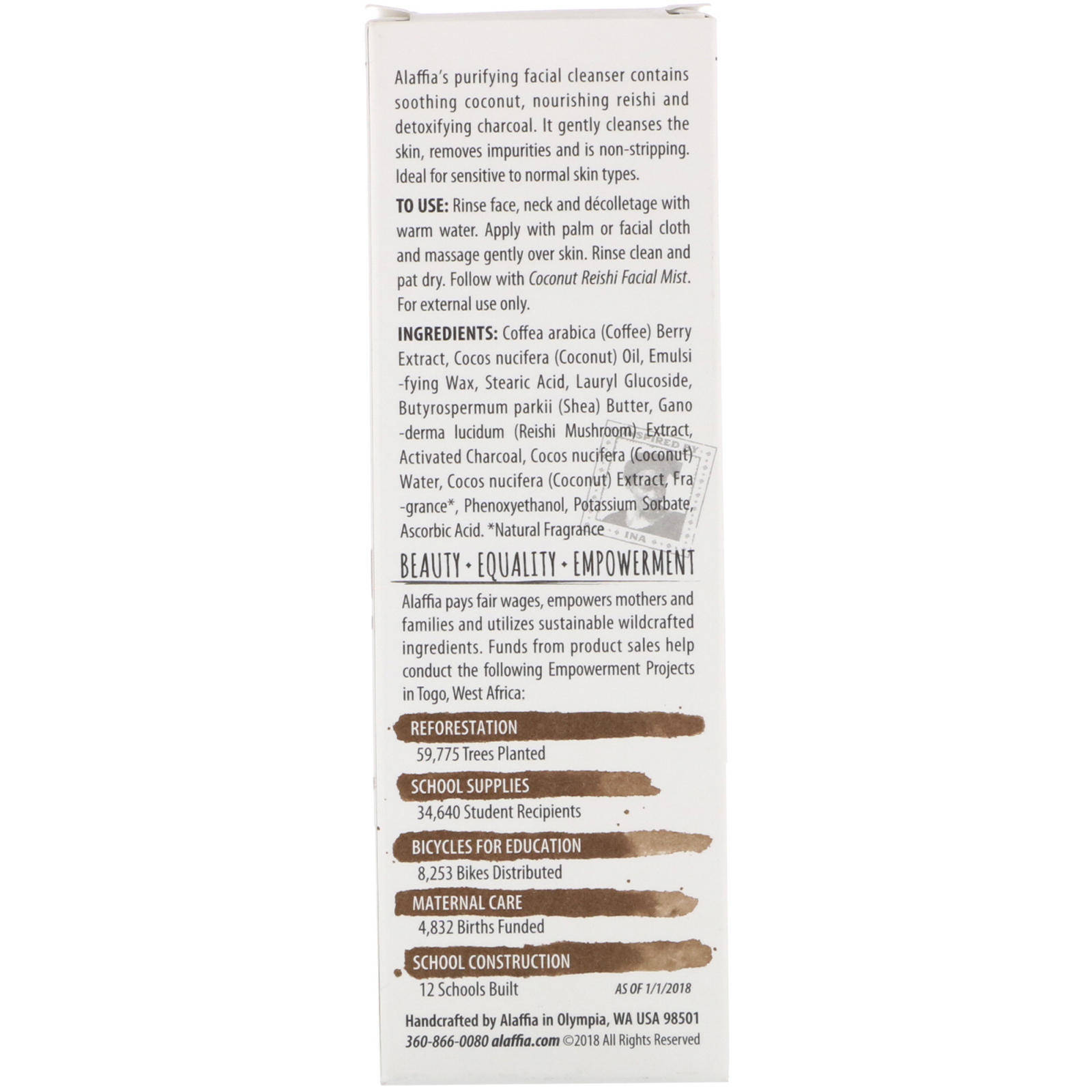 Comprar Alaffia, Coconut Reishi, Cleanser with Charcoal & Coffee, 3.4 fl oz (100 ml) - Imagem 2
