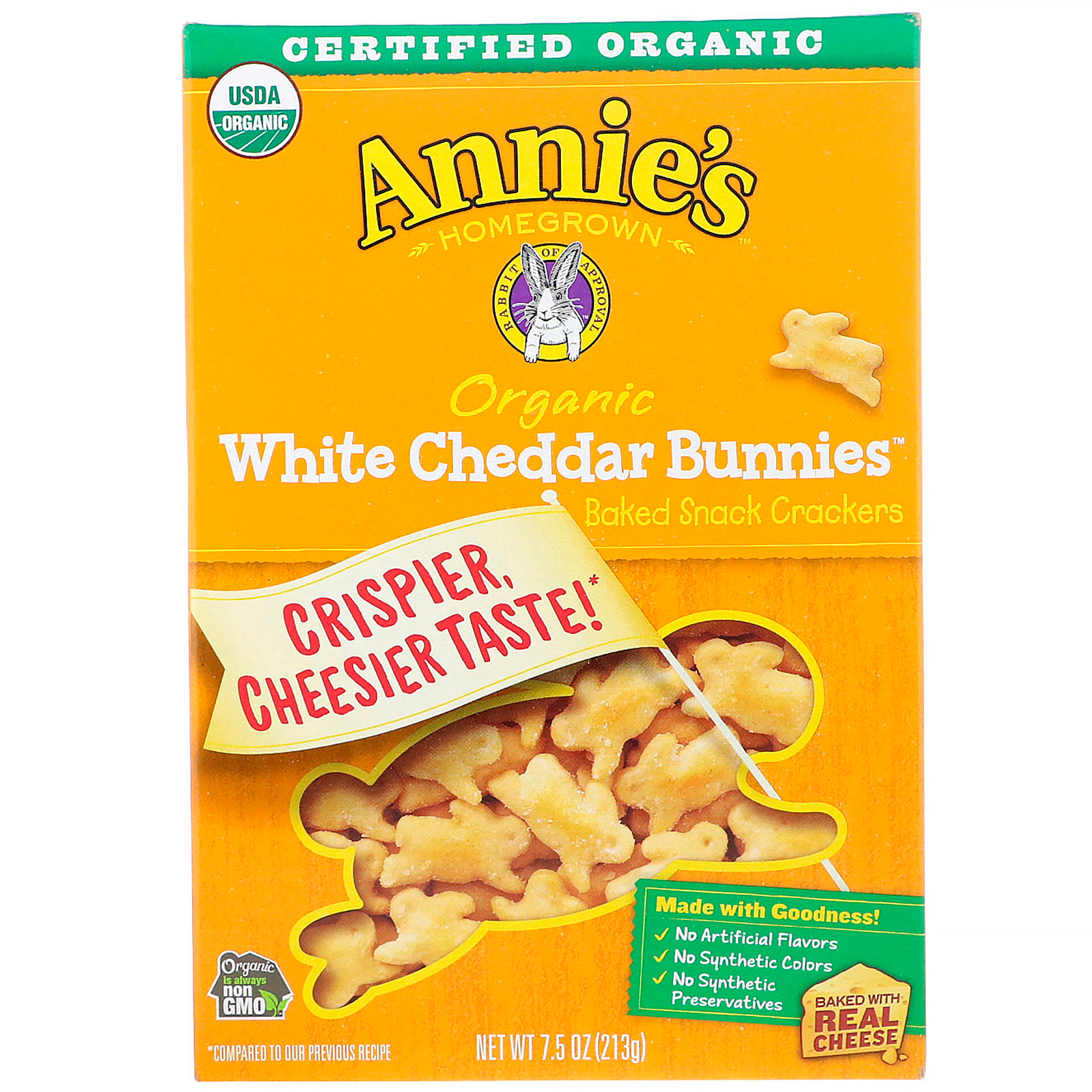 Comprar Annie's Homegrown, Organic White Cheddar Bunnies, Baked Snack Crackers, 7.5 oz (213 g)