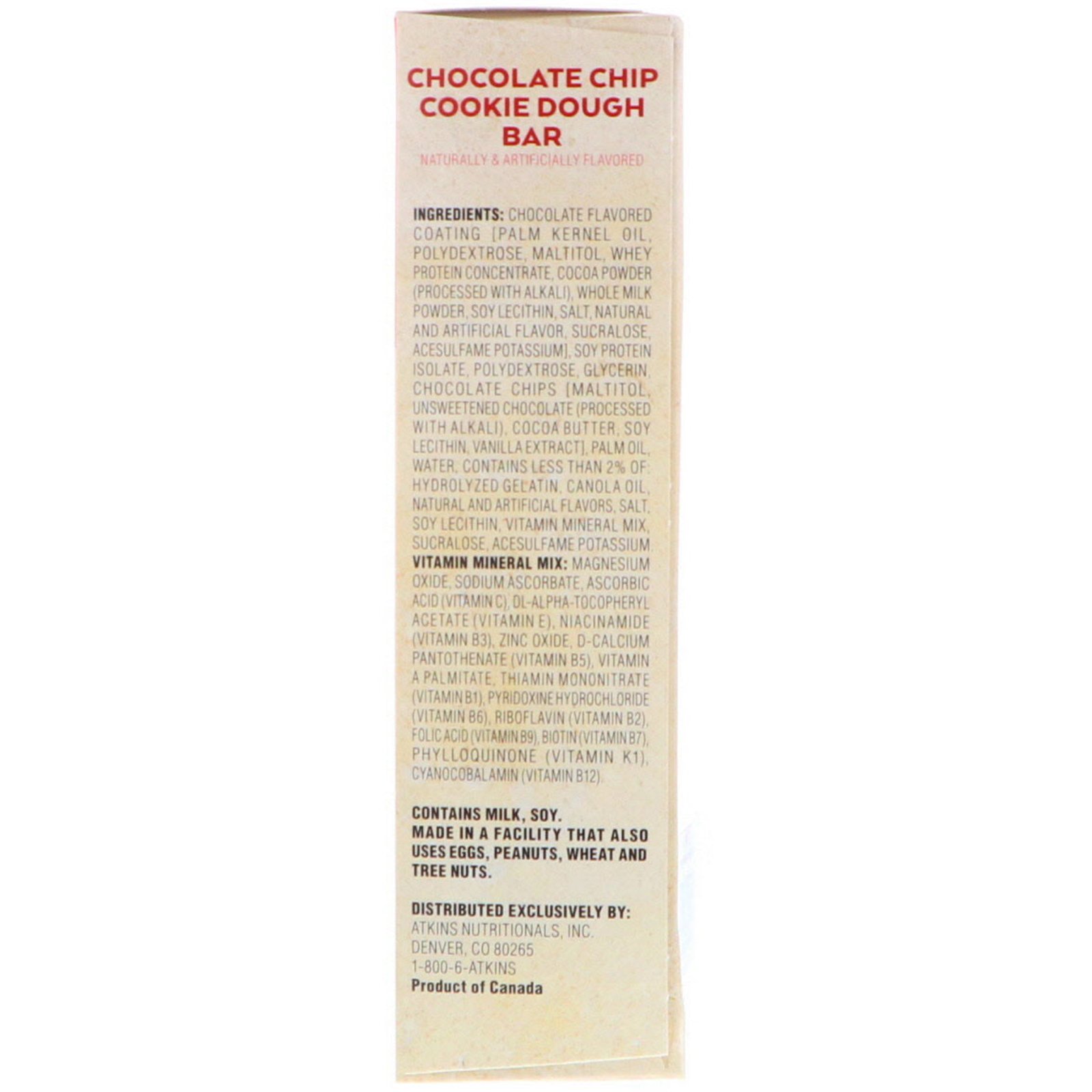 Comprar Atkins, Meal, Chocolate Chip Cookie Dough Bar, 5 Bars, 2.12 oz (60 g) Each - Imagem 3