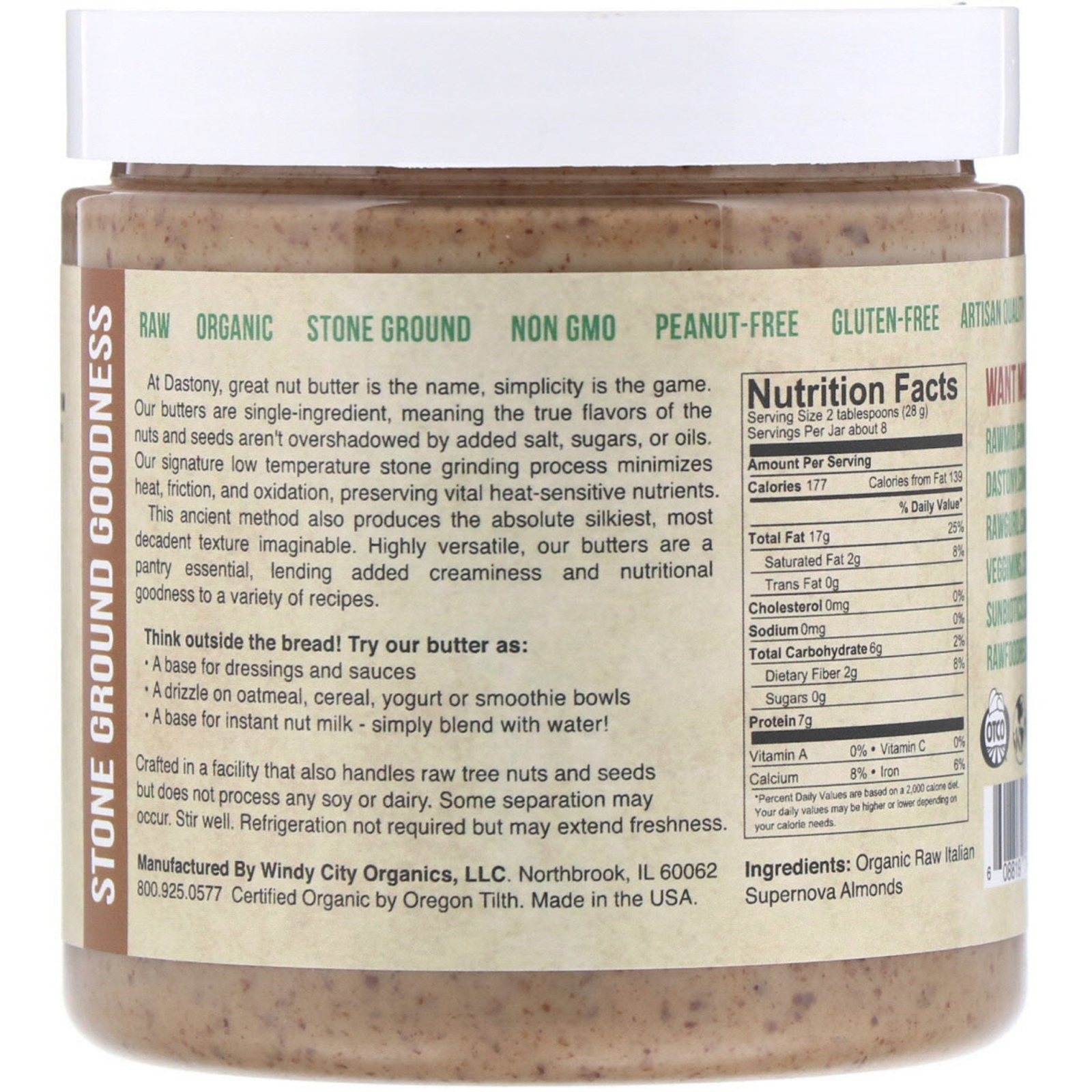 Comprar Dastony, Manteiga de amêndoas 100% orgânica 8 oz. (227 g) - Imagem 2
