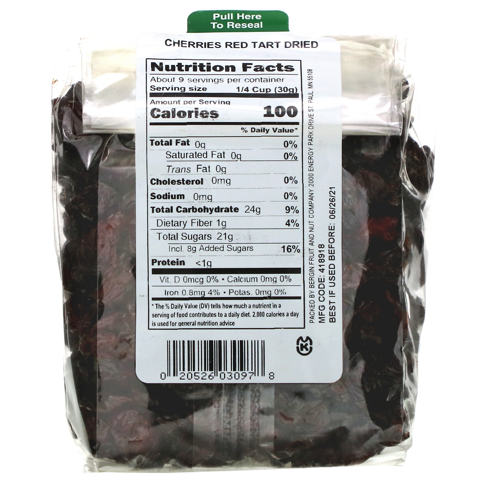 Comprar Bergin Fruit and Nut Company, Cerejas Vermelhas Azedas Desidratadas, 283 g (10 oz) - Imagem 2