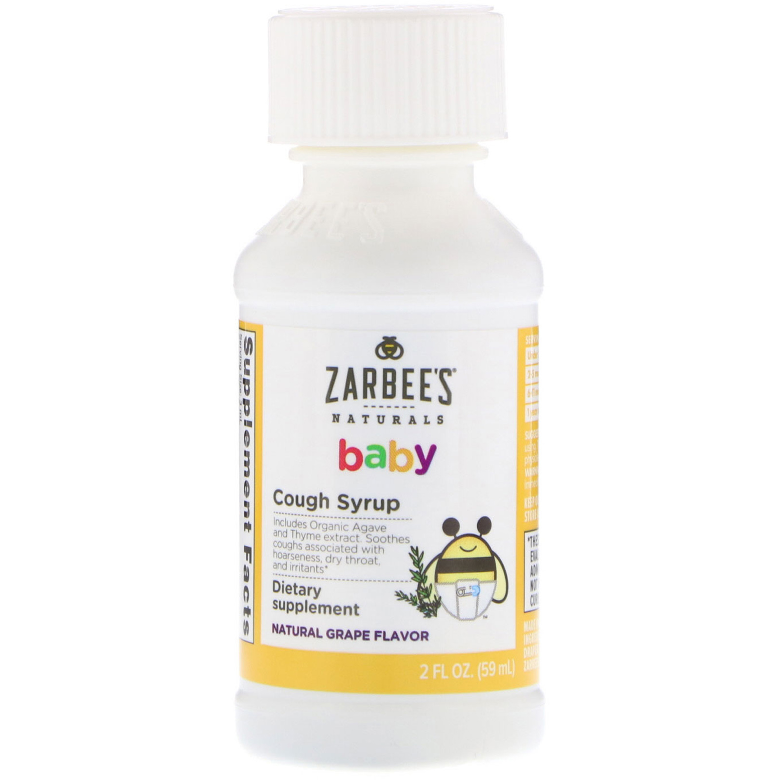 Comprar Zarbee's, Baby, Cough Syrup, Agave & Thyme, Natural Grape Flavor, 2 fl oz (59 ml) - Imagem 3