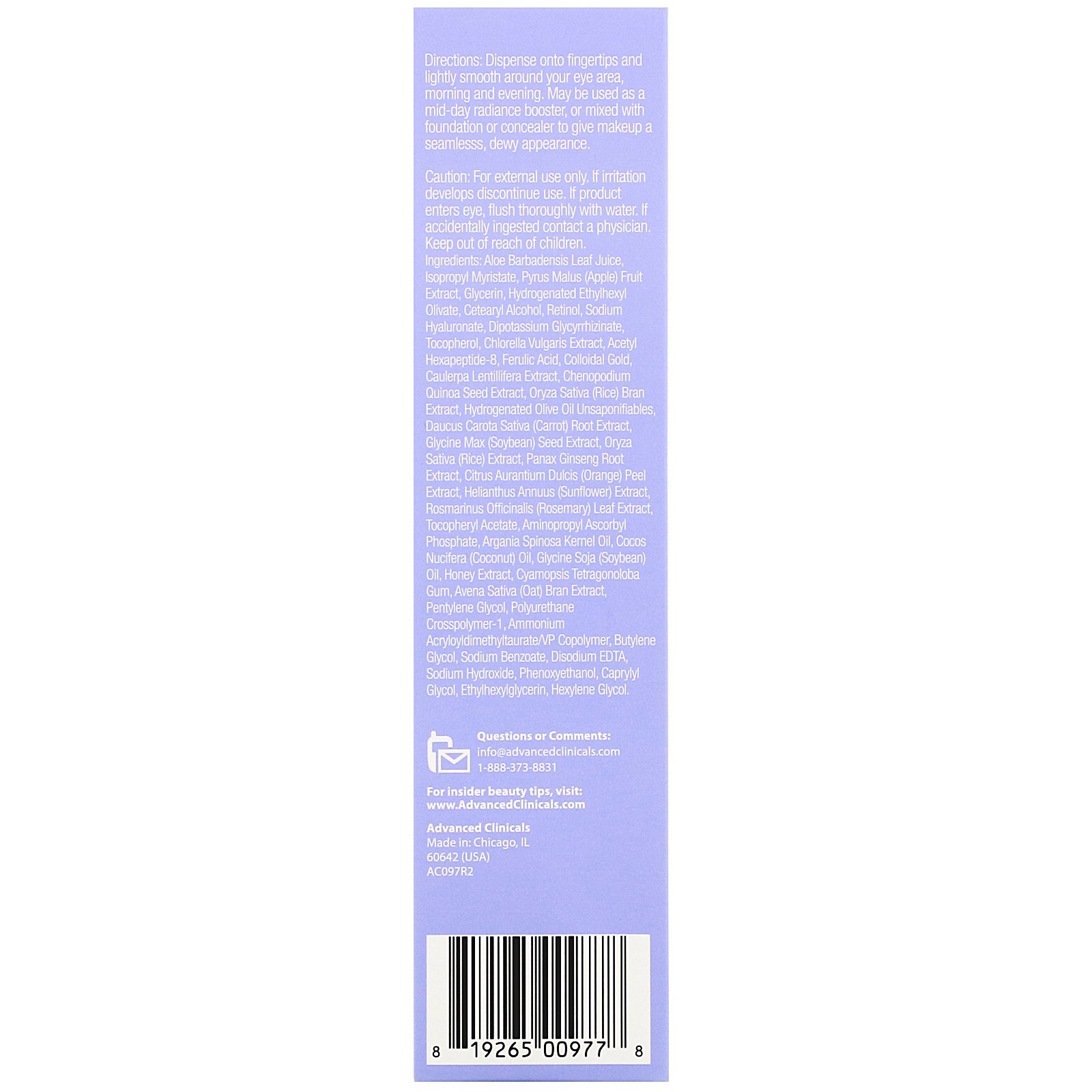 Comprar Advanced Clinicals, Complete 5-in-1 Eye Serum, Multi-Correction, 2 fl oz (59 ml) - Imagem 3