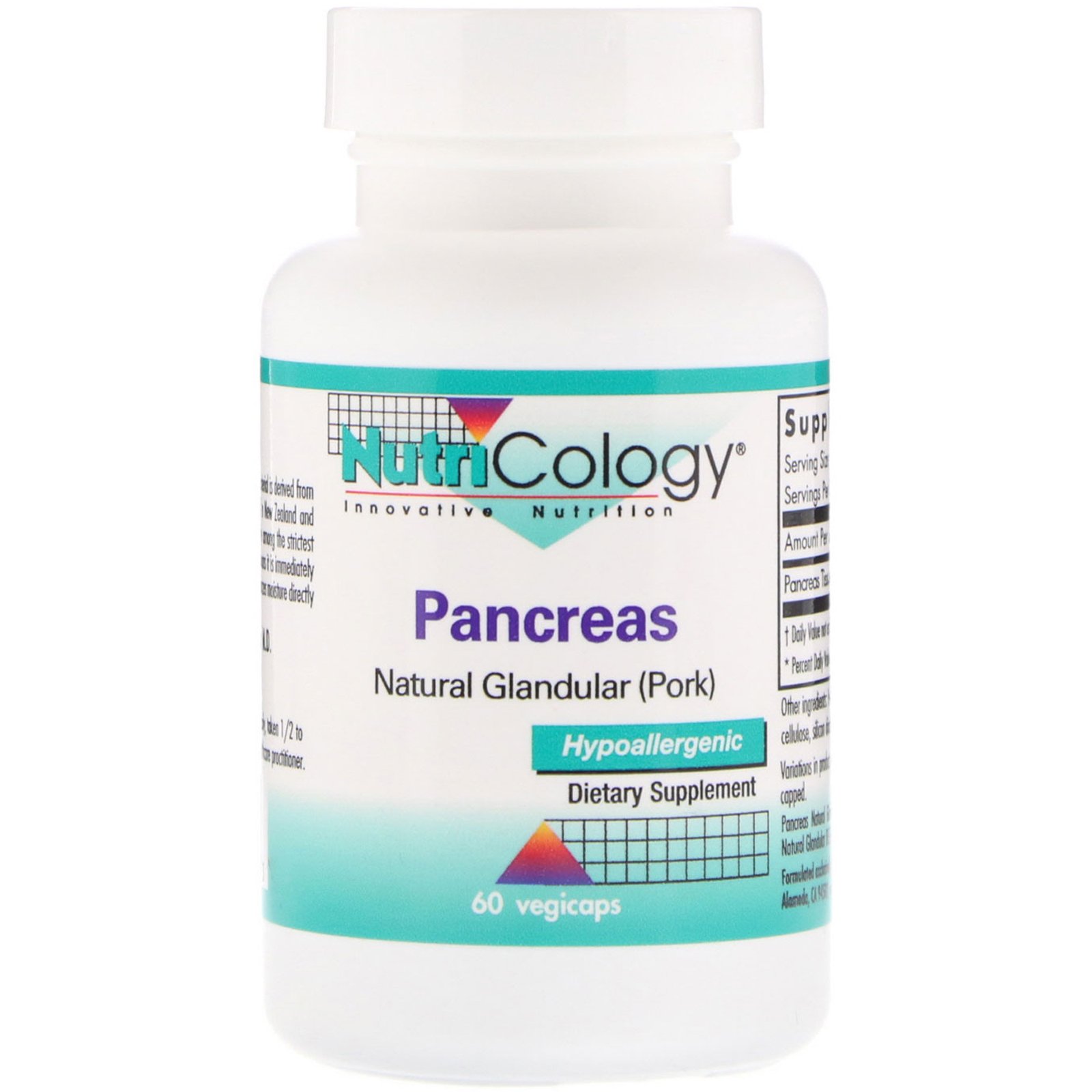 Comprar Nutricology, Pâncreas, Glandular Natural (Porco), 60 Cápsulas vegetarianas