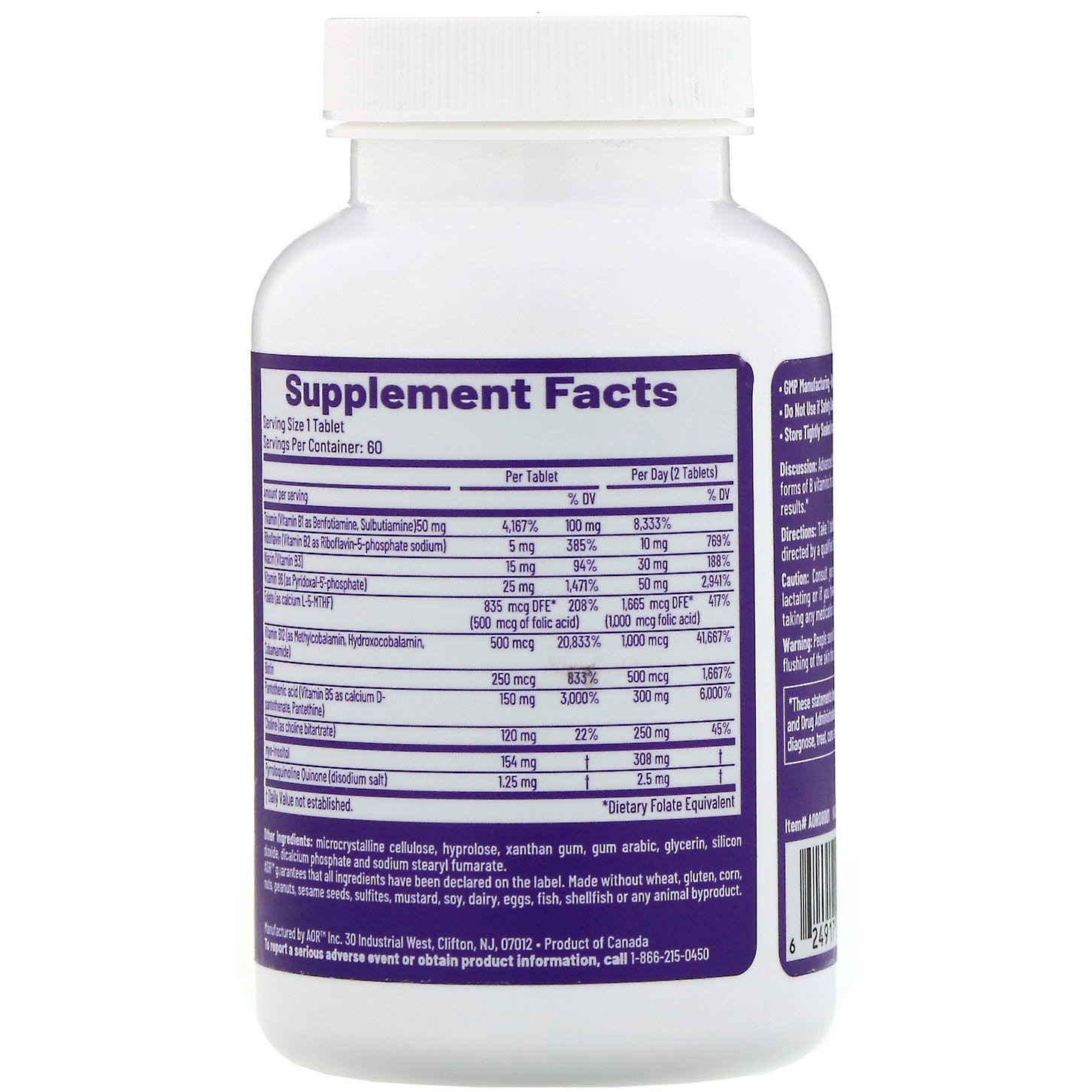 Comprar Advanced Orthomolecular Research AOR, Advanced B Complex Ultra, 60 Comprimidos de Liberação Programada - Imagem 2
