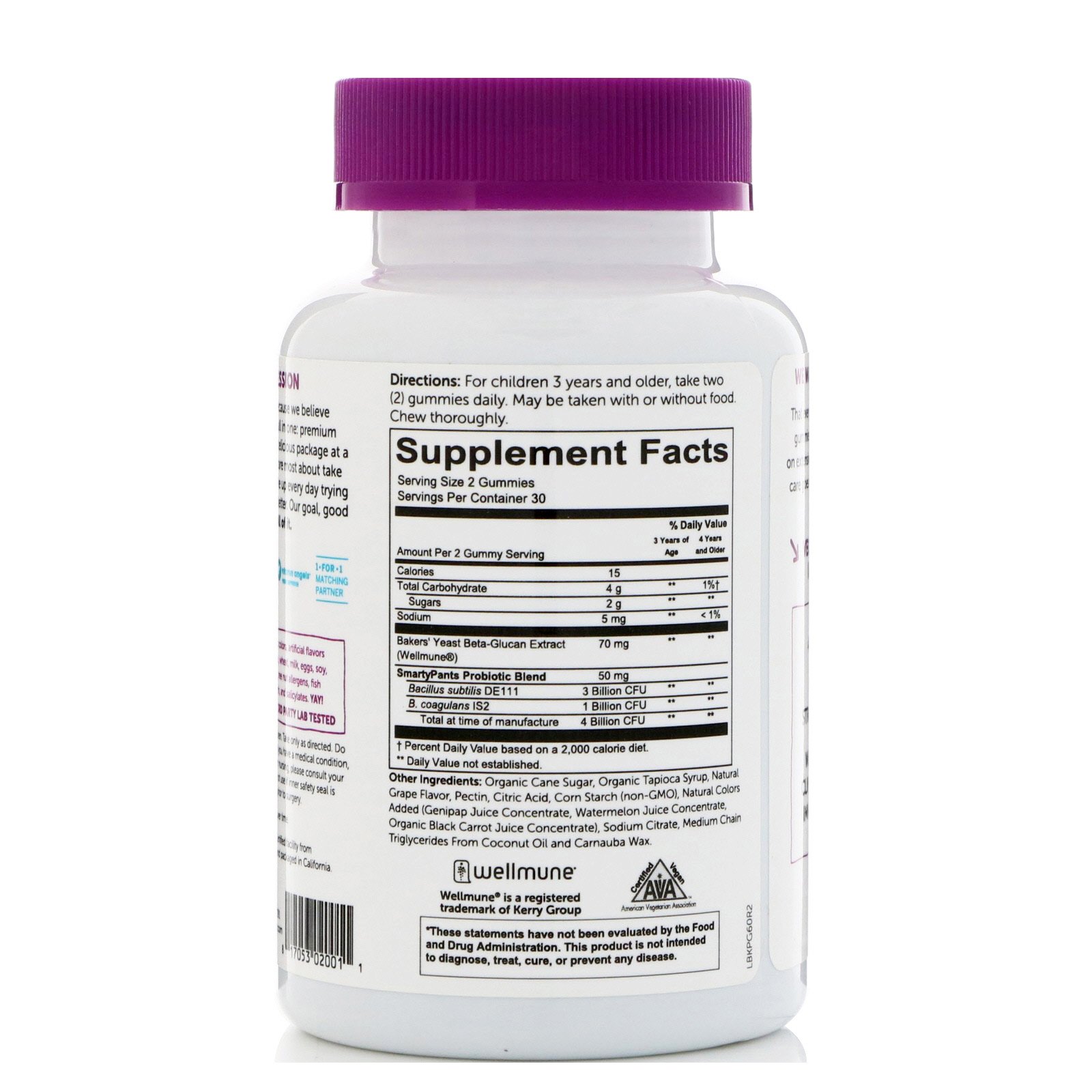 Comprar SmartyPants, Kids Probiotic Complete, Grape, 4 Billion CFU, 60 Gummies - Imagem 2