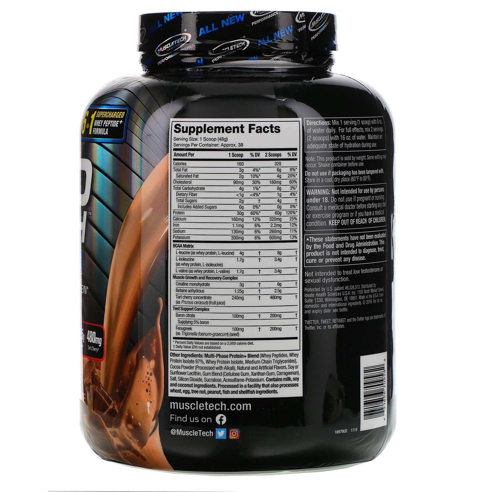 Comprar Muscletech, Nitro Tech Power, Proteína de Soro de Leite com Amplificação Muscular Definitiva, Triple Chocolate Supreme, 1,81 kg (4,00 lbs) - Imagem 2