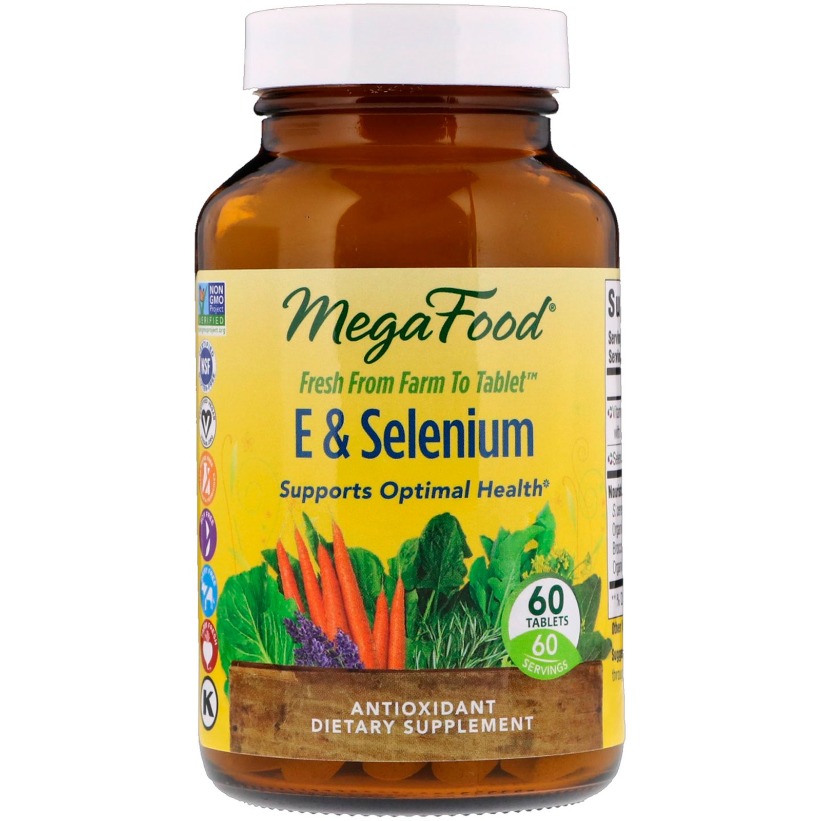 Comprar MegaFood, E e Selênio, 60 Comprimidos
