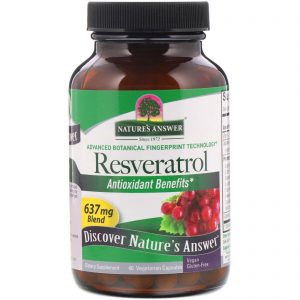 Comprar Nature's Answer, Resveratrol, 637 mg, 60 Cápsulas Vegetais