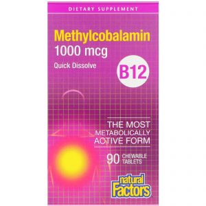 Comprar Natural Factors, B12, Methylcobalamin, 1,000 mcg, 90 Chewable Tablets
