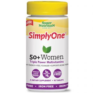 Comprar Super Nutrition, SimplyOne, Multivitamínico de Potência Tripla para Mulheres 50+, Sem Ferro, 90 Comprimidos