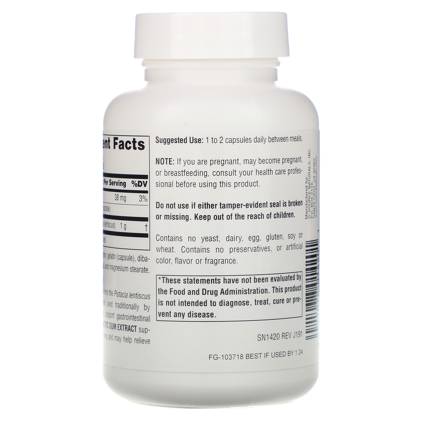 Comprar Source Naturals, Extrato de Goma de Mástique, 60 Cápsulas - Imagem 3
