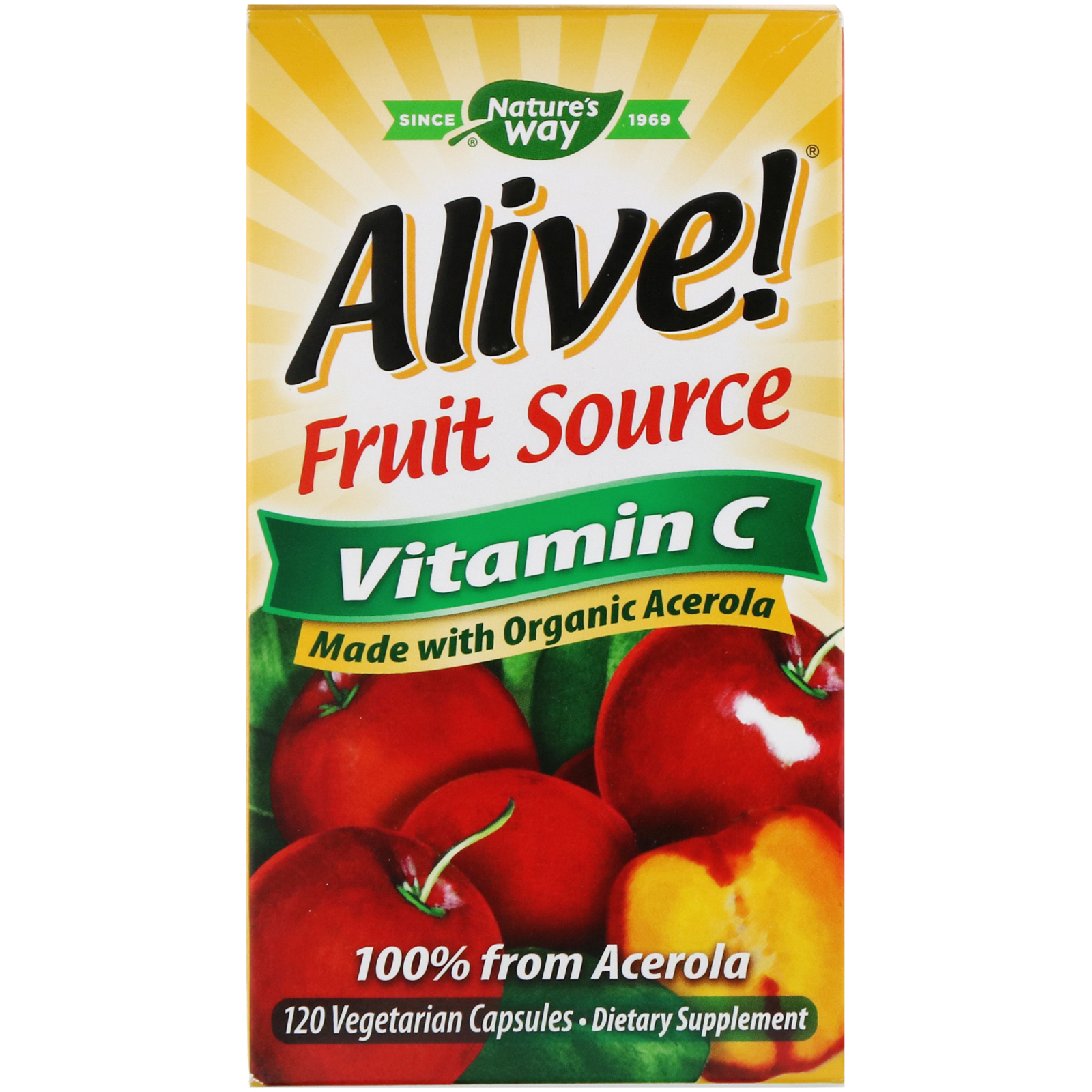 Comprar Nature's Way, Alive!, Fruit Source, Vitamina C, 120 Cápsulas Vegetarianas