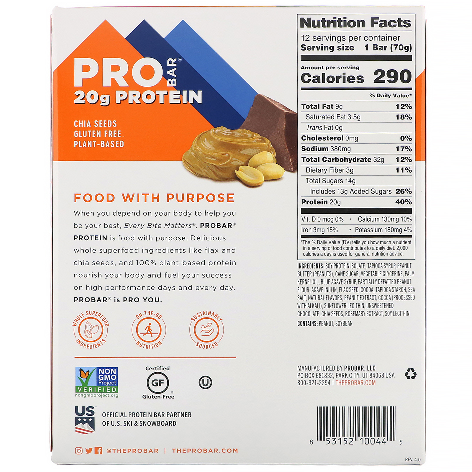 Comprar ProBar, Barra de Proteína, Chocolate com Manteiga de Amendoim, 12 Barras, 70 g (2,47 oz) Cada - Imagem 3