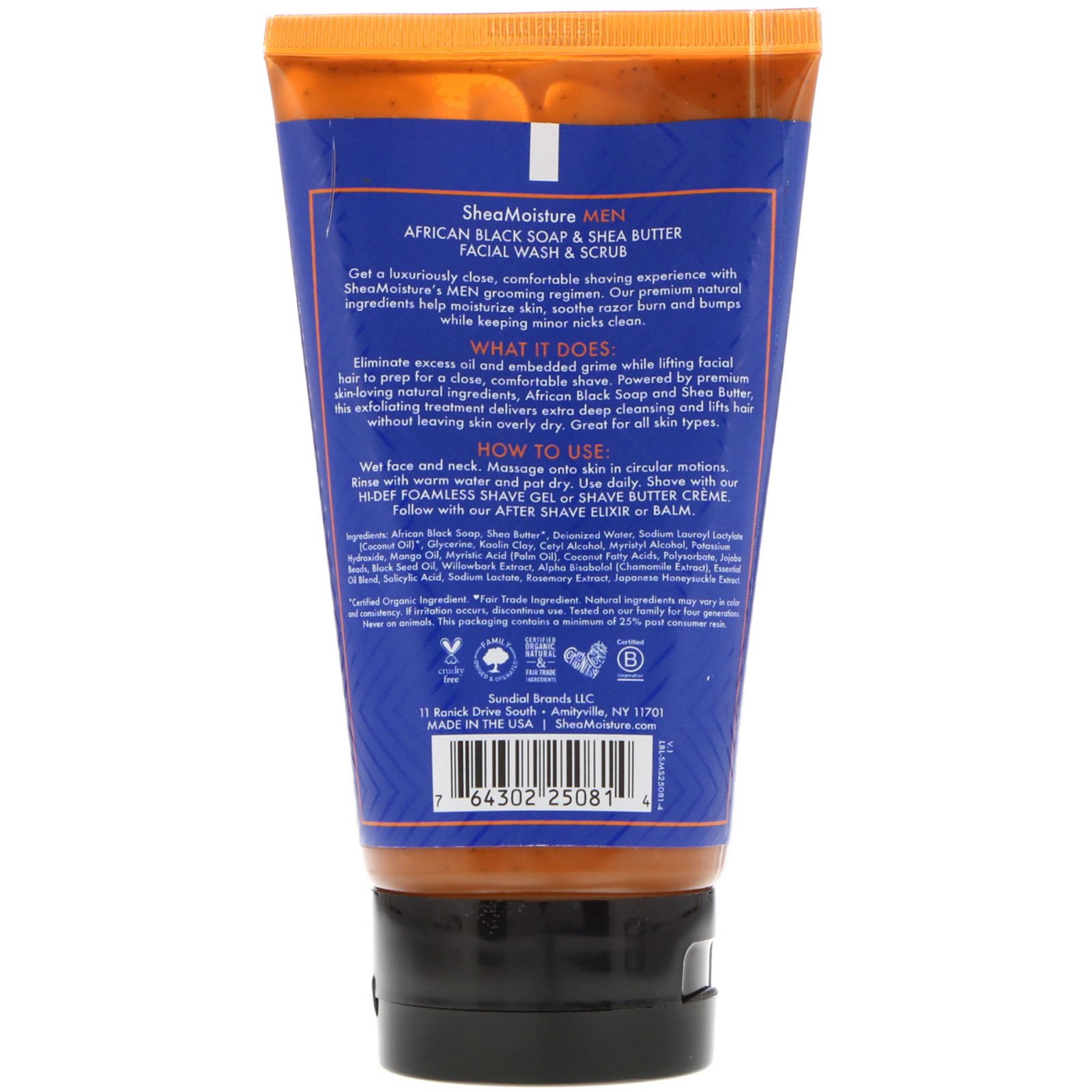 Comprar SheaMoisture, Men, African Black Soap Facial Wash & Scrub, 4 fl oz (118 ml) - Imagem 2