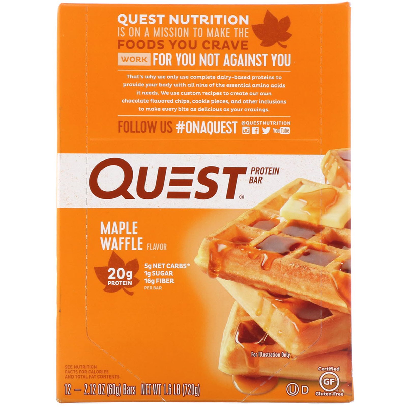 Comprar Quest Nutrition, Barra de Proteínas, Waffle de Bordo, 12 Barras, 60 g (2,12 oz) Cada - Imagem 2