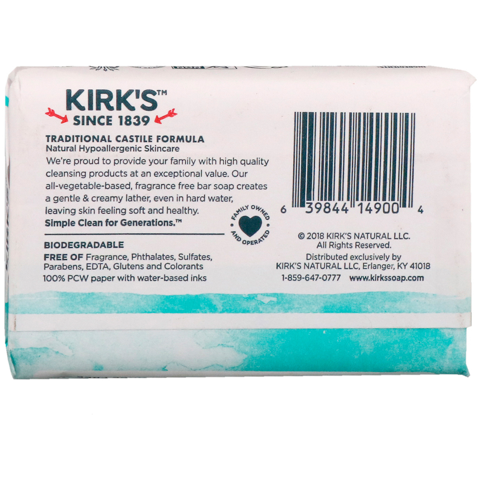 Comprar Kirk's, Gentle Castile Soap Bar, Fragrance Free, 4 oz (113 g) - Imagem 3