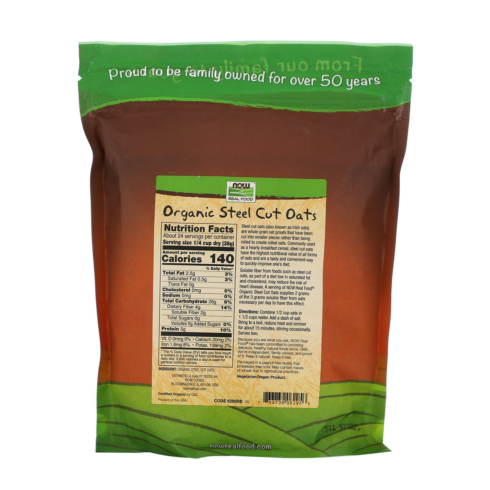 Comprar Now Foods, Real Food, Aveia Grossa Orgânica, 907 g (2 lbs) - Imagem 2
