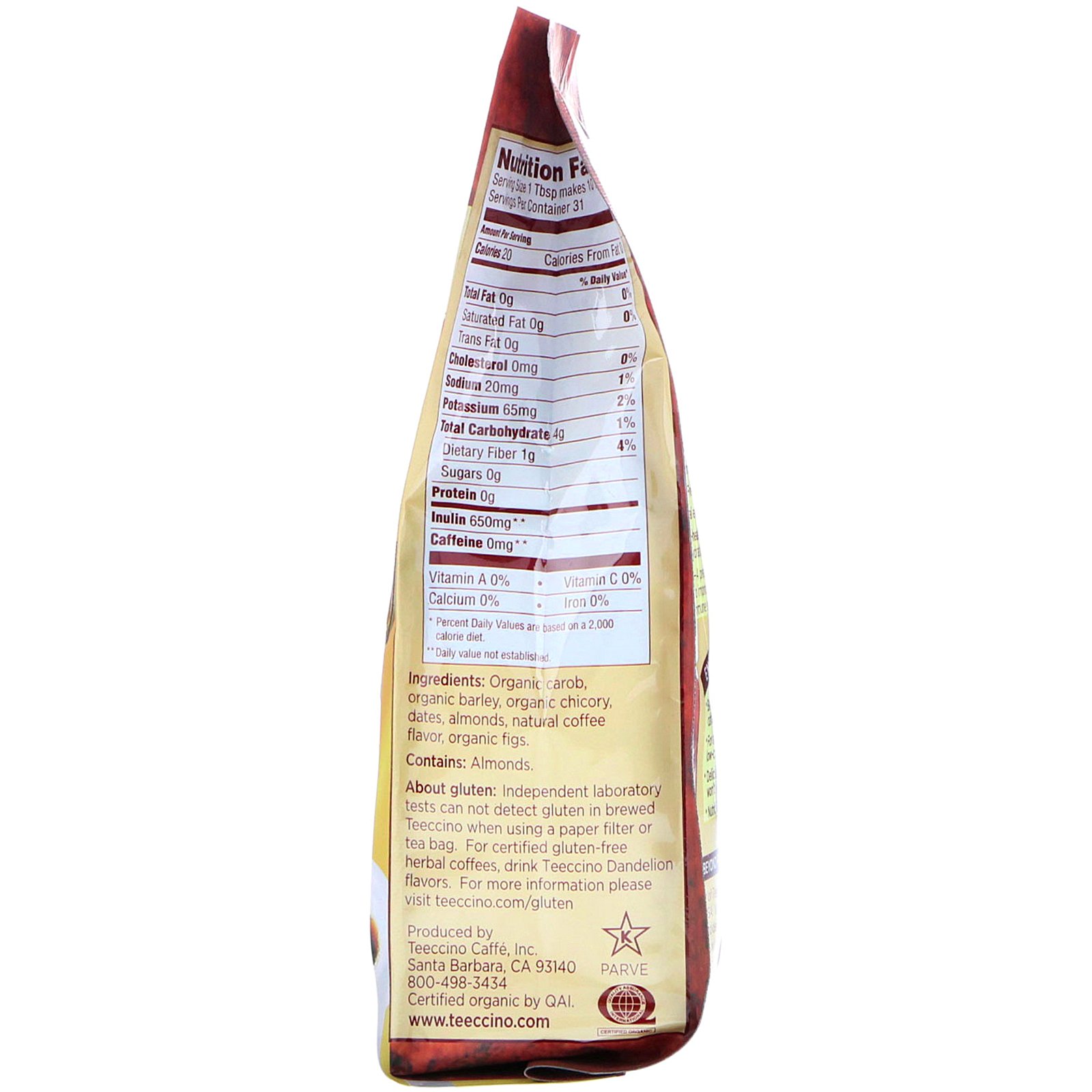 Comprar Teeccino, Café Herbal de Chicória, Java, Tostagem Média, Sem Cafeína, 11 oz (312 g) - Imagem 2