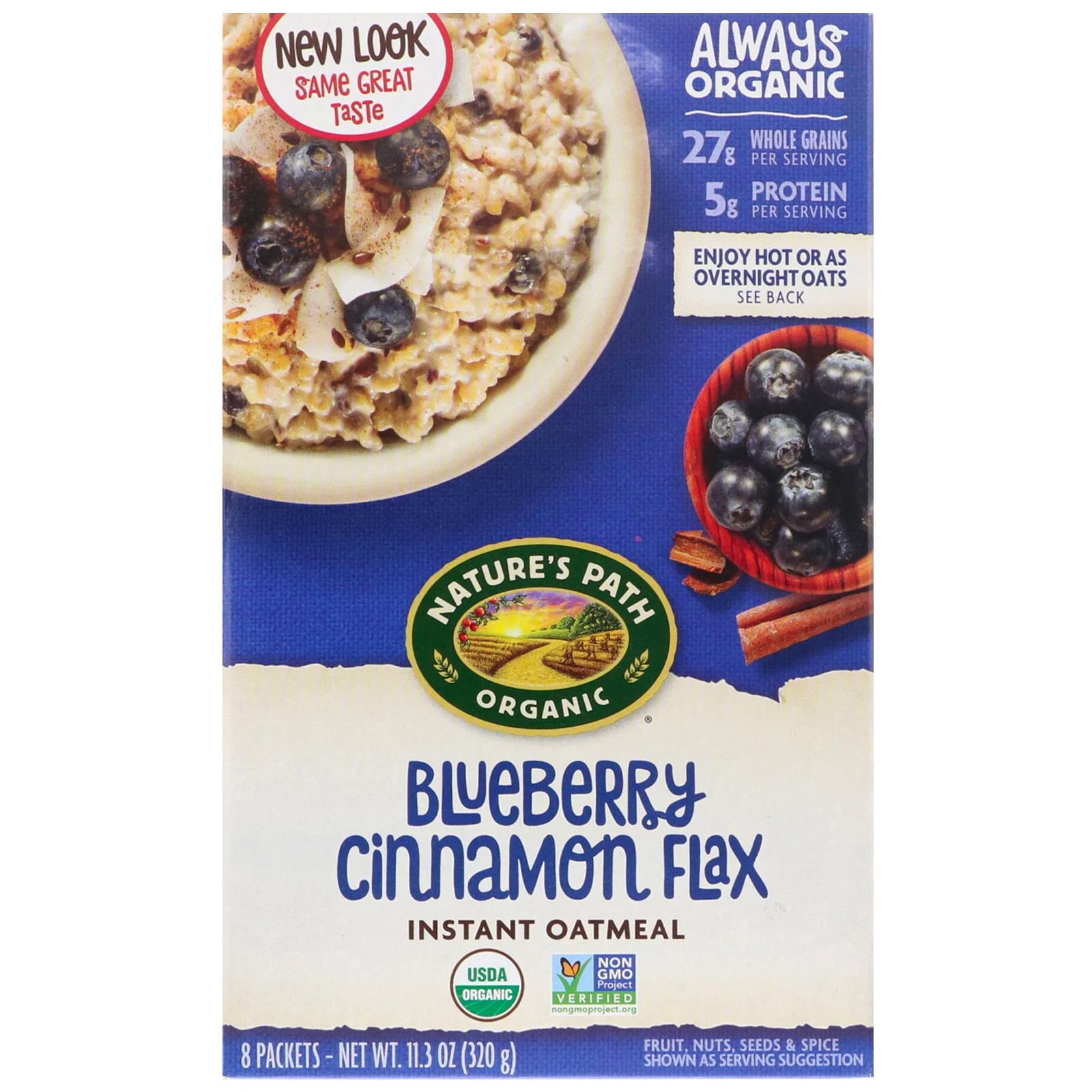 Comprar Nature's Path, Organic Instant Oatmeal, Blueberry Cinnamon Flax, 8 Packets, 11.3 oz (320 g)