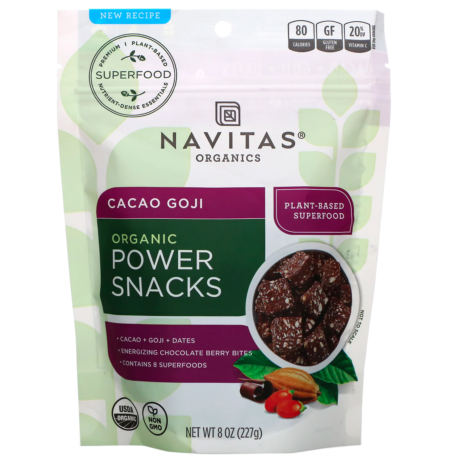 Comprar Navitas Organics, Petiscos Orgânicos Poderosos, Cacau e Goji, 8 oz (227 g)