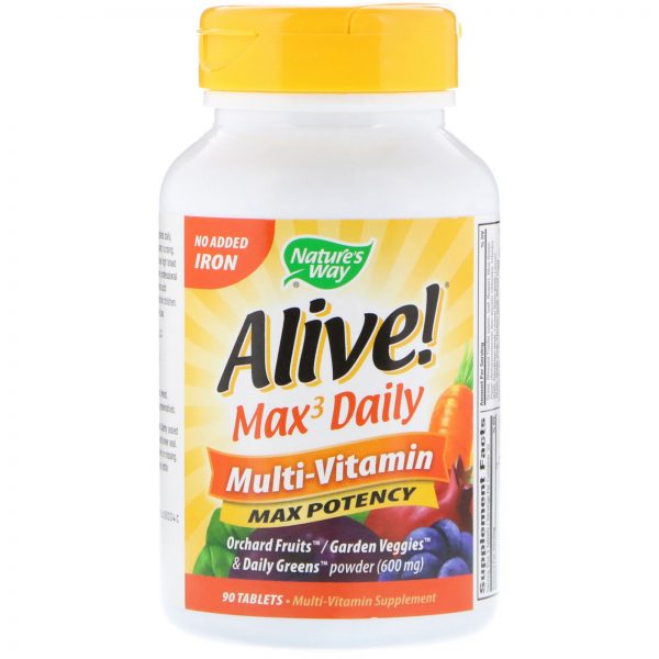 Comprar Nature's Way, Alive! Max3 Daily, Multivitamínico, Sem Adição de Ferro, 90 Comprimidos - Imagem 4
