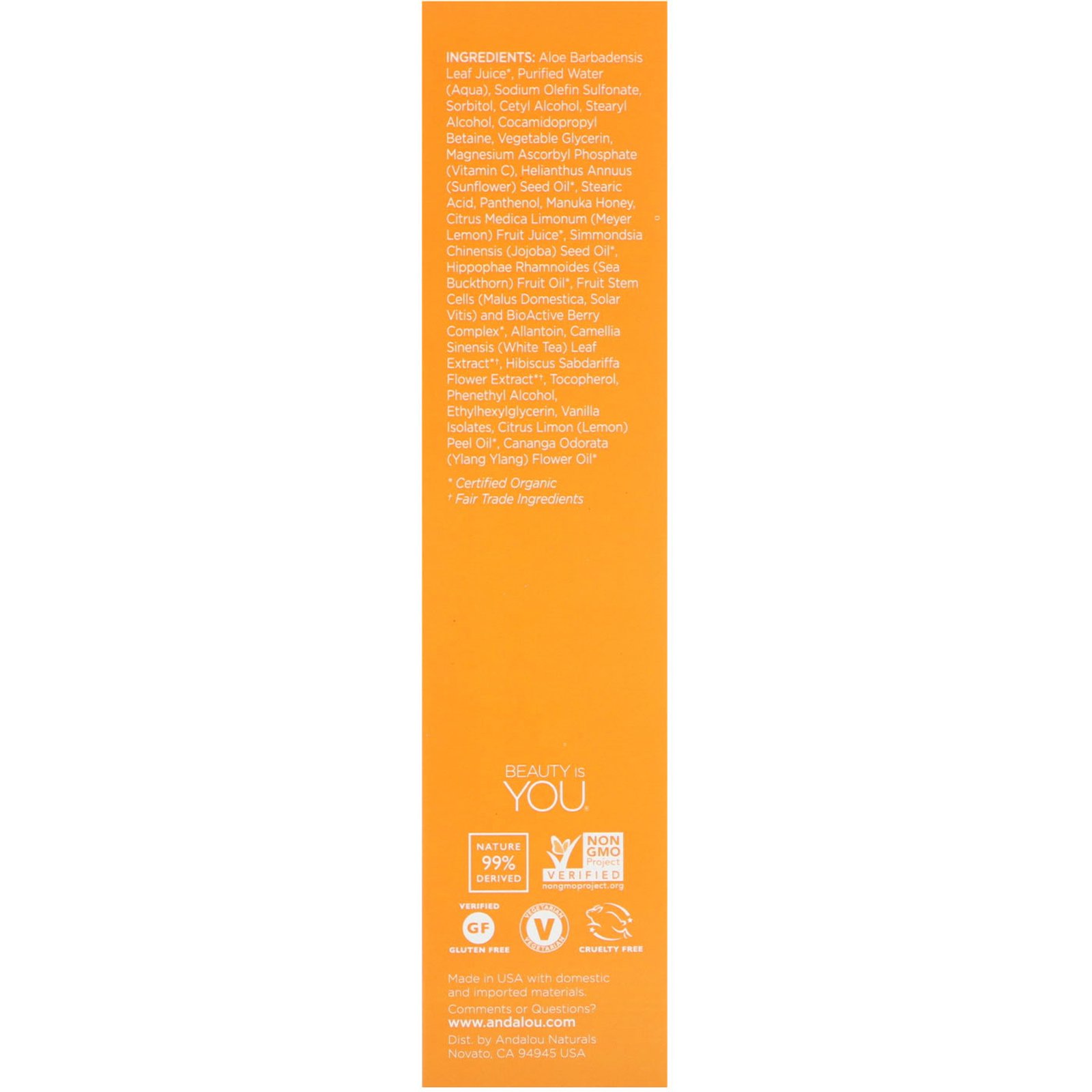 Comprar Andalou Naturals, Creme Desmaquilhante, Limão Meyer + C, Luminoso, 6 fl oz (178 ml) - Imagem 2